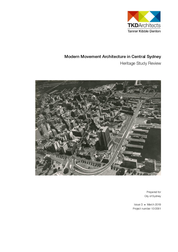 Modern Movement Architecture in Central Sydney heritage study