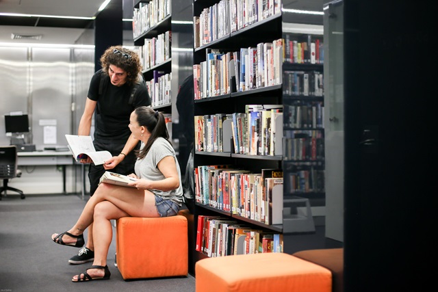 People using a library