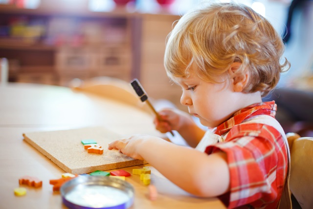 Child playing with toys
