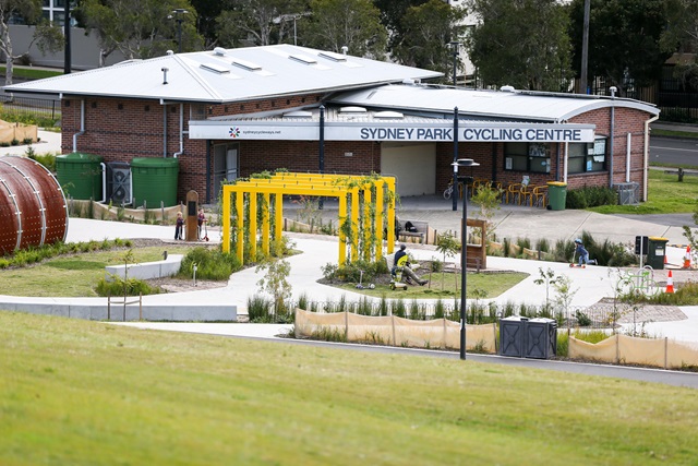 Elevated photo of the Sydney Park Cycling Centre