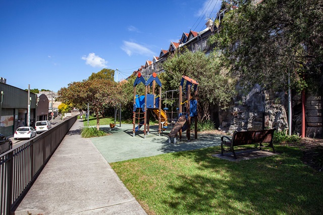 A playground in a park.