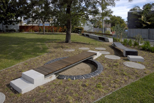 A walking plank like structure for children in the playground