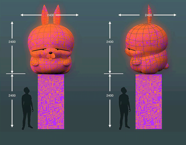 Artist diagram with dimensions of Zodiac lantern sculpture designs