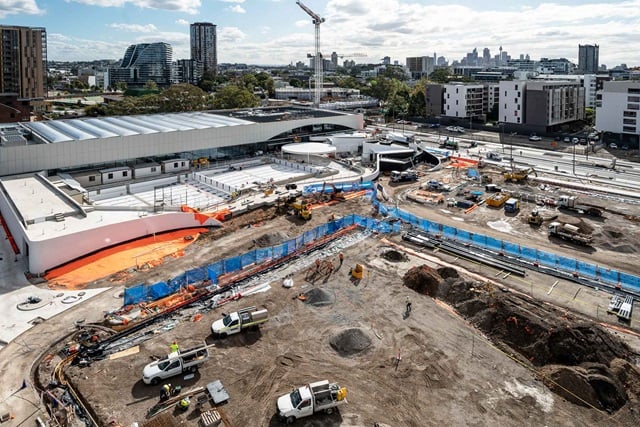 Ariel view of Gunyama Park Aquatic and Recreation Centre building site
