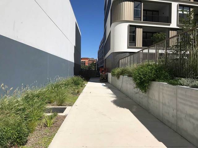 Pathway between two buildings.
