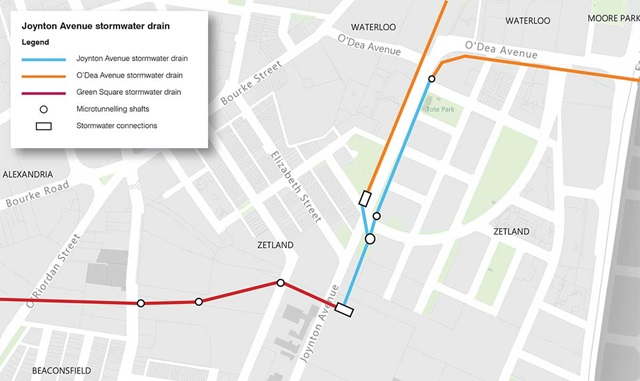 A map of the stormwater route