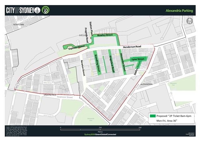 A map of the area where the proposed ticket parking will be effective.