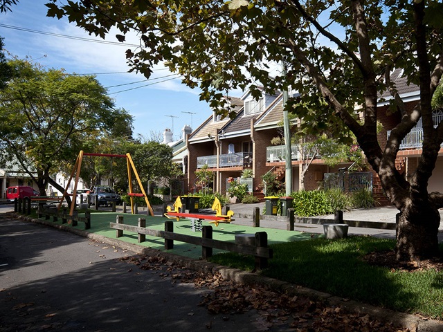 Small park with a swing