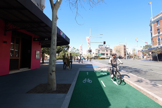 Oxford St and Bourke St cycleway artist impression