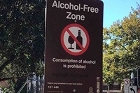 A sign indicating an alcohol-free zone in the City of Sydney area.