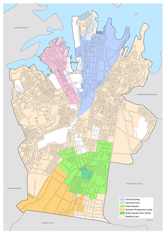 Map showing areas of Sydney where the plans apply