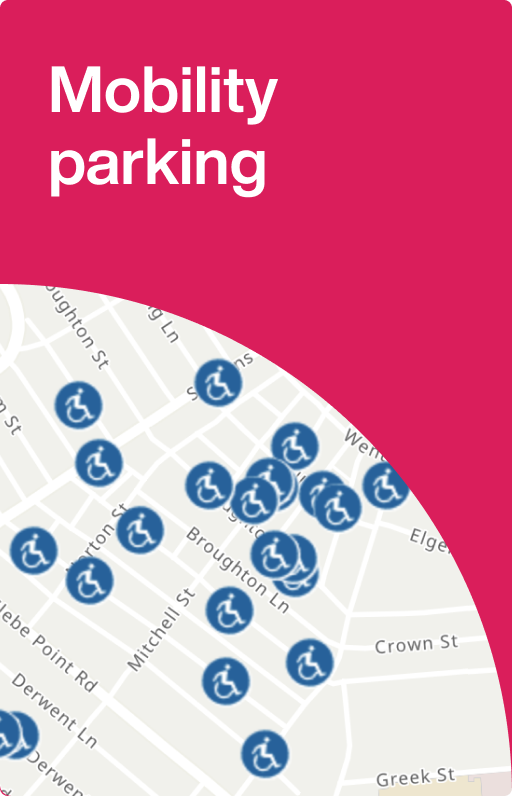 Mobility parking areas in Sydney City of Sydney