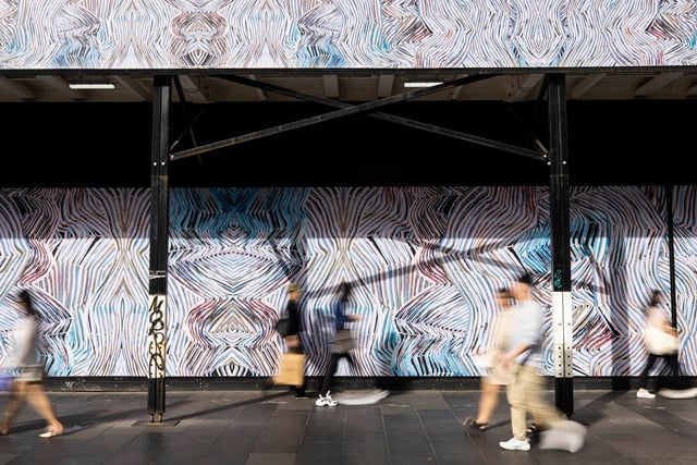 Lucy Simpson's creative hoarding Ngaarr at 570 George Street
