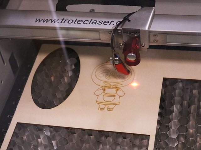 A laser cutting machine in action