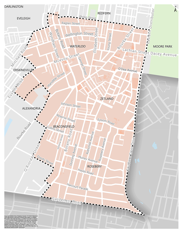 Map highlight Green Square suburbs