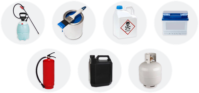 Examples of toxic household chemicals that need to be disposed safely.