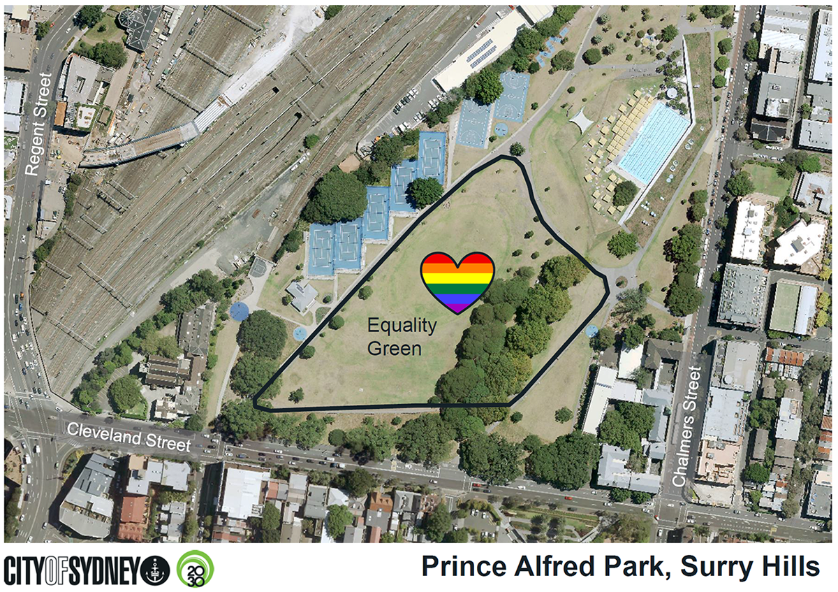 Proposed area for 'Equality Green'