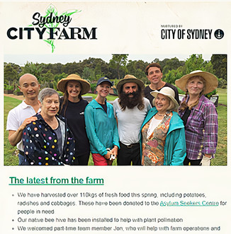 Sydney City Farm newsletter example