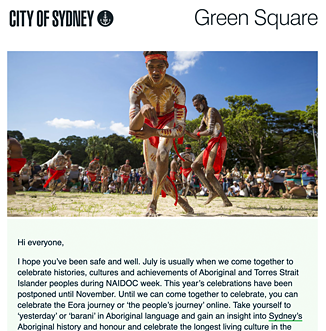 Green Square newsletter example