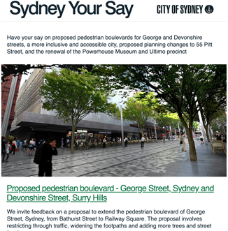 Sydney Your say newsletter example