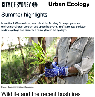 Urban Ecology newsletter example